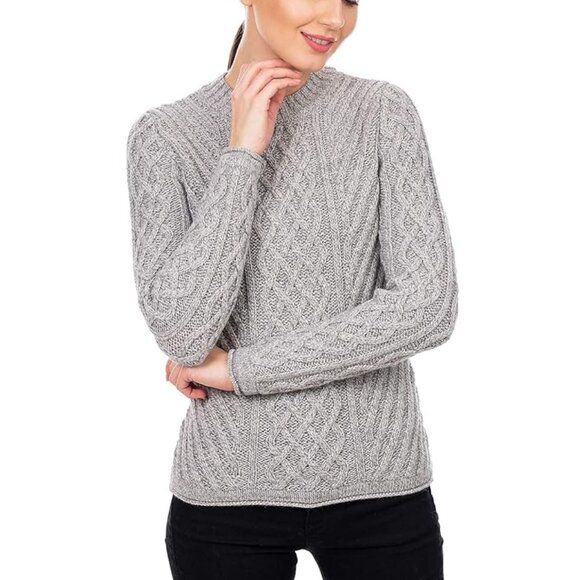 SAOL Grey Women Aran Tunic Sweater  Women Sizes70% Acrylic/30% Wool $90 NWT - Picture 1 of 6